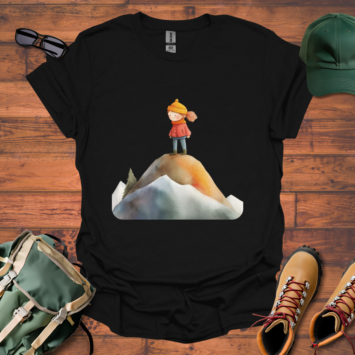Hiker Girl Mountain Tee - Unisex Softstyle T-Shirt