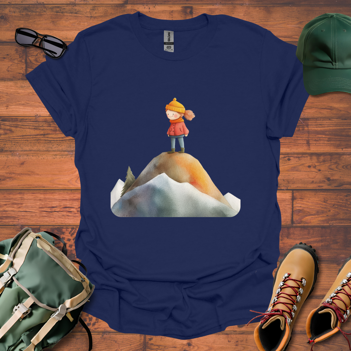 Hiker Girl Mountain Tee - Unisex Softstyle T-Shirt