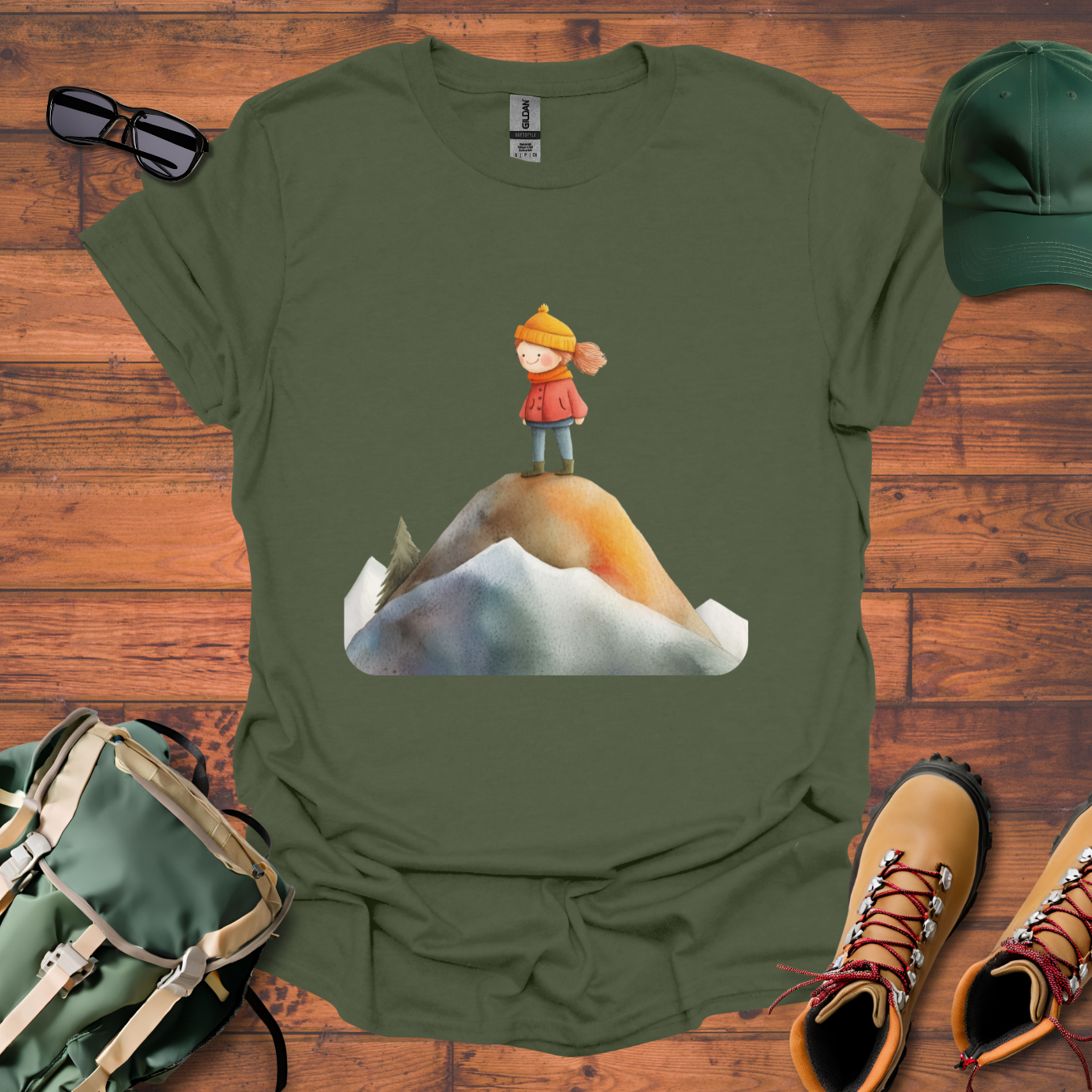 Hiker Girl Mountain Tee - Unisex Softstyle T-Shirt