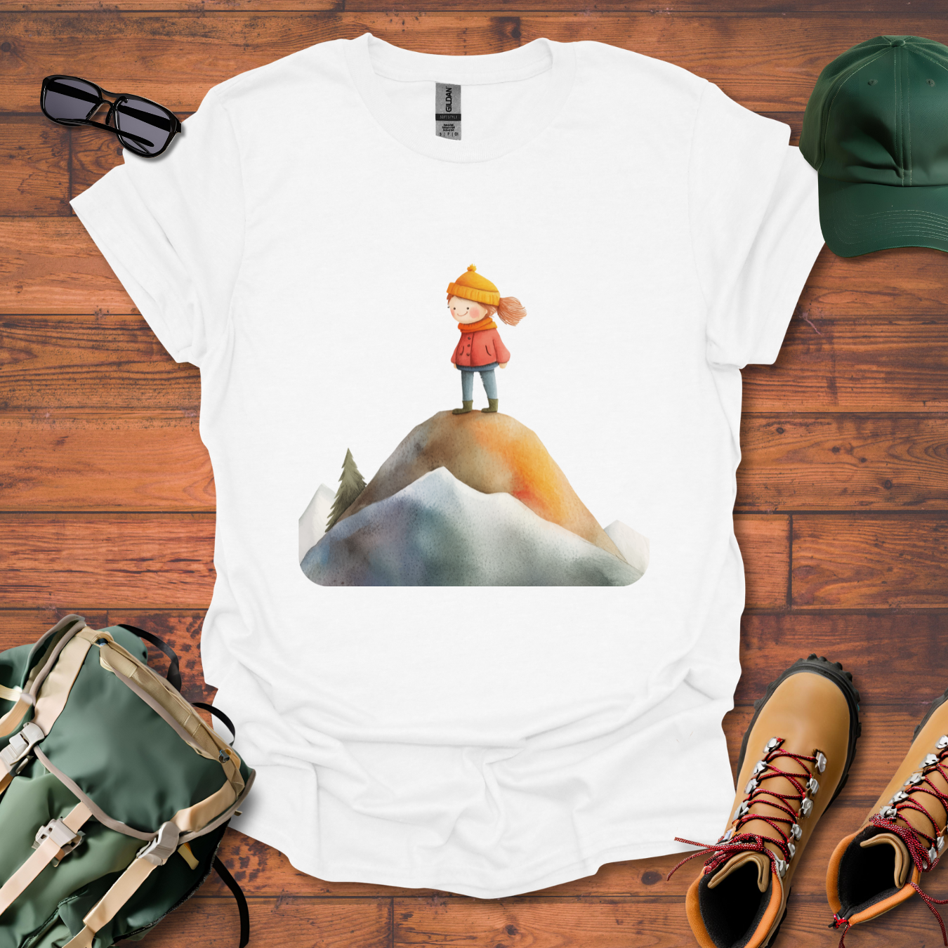 Hiker Girl Mountain Tee - Unisex Softstyle T-Shirt