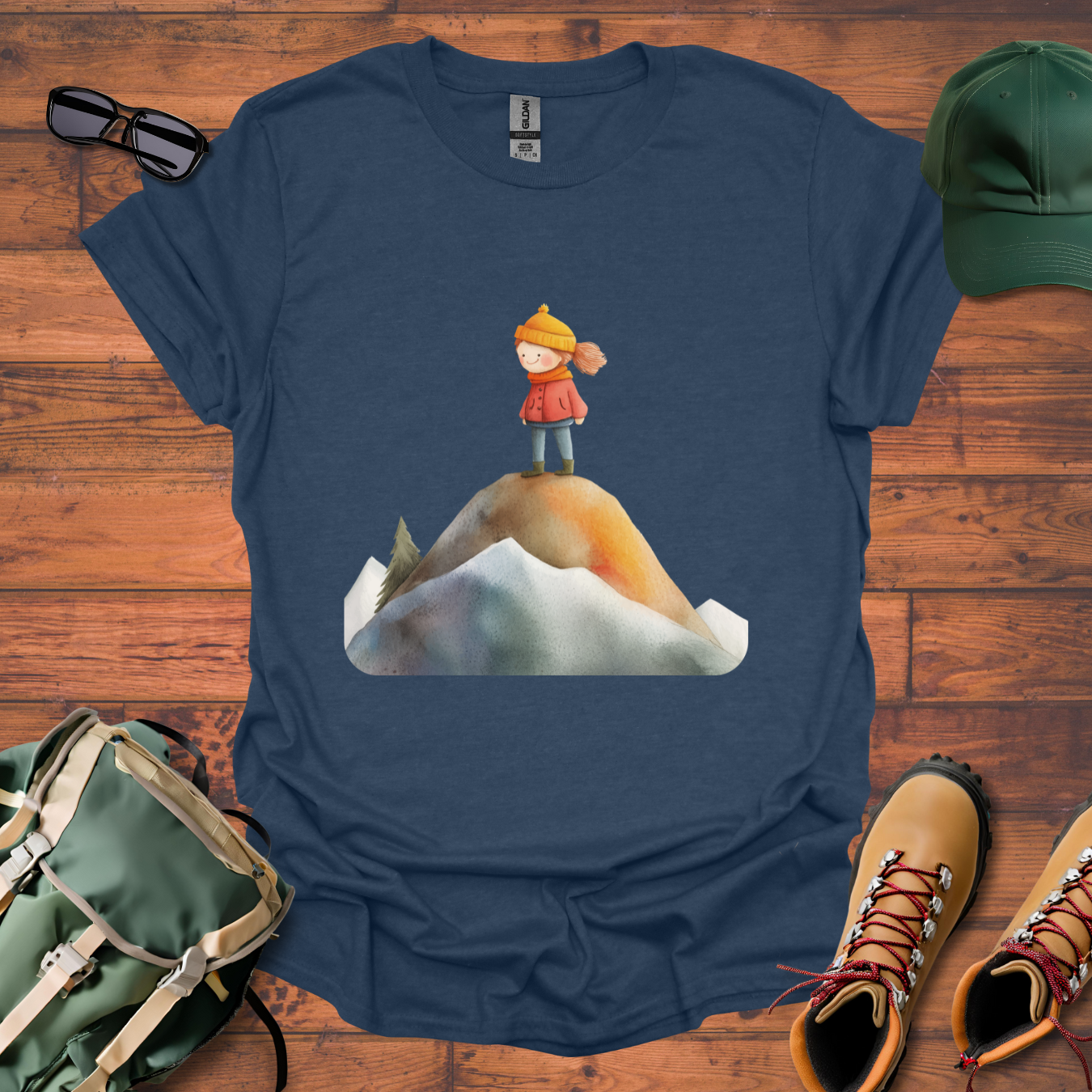 Hiker Girl Mountain Tee - Unisex Softstyle T-Shirt