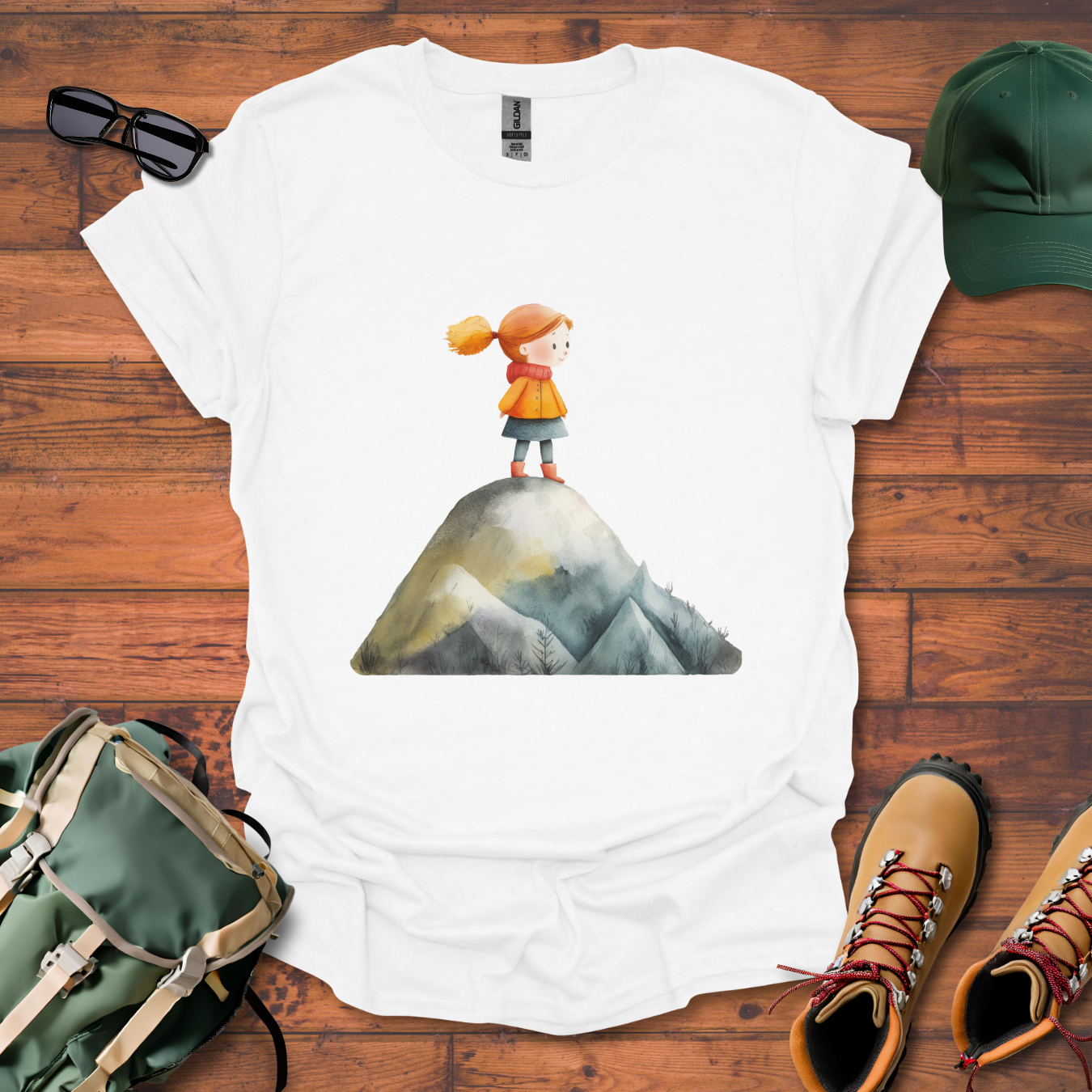 Hiker Girl Mountain 2 Tee - Unisex Softstyle T-Shirt