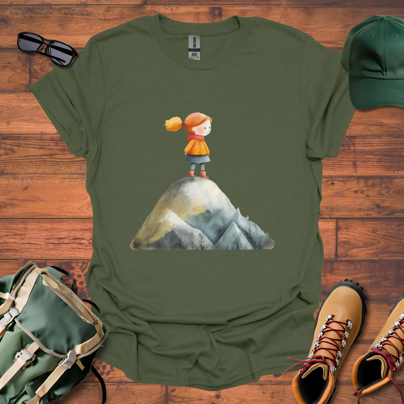Hiker Girl Mountain 2 Tee - Unisex Softstyle T-Shirt