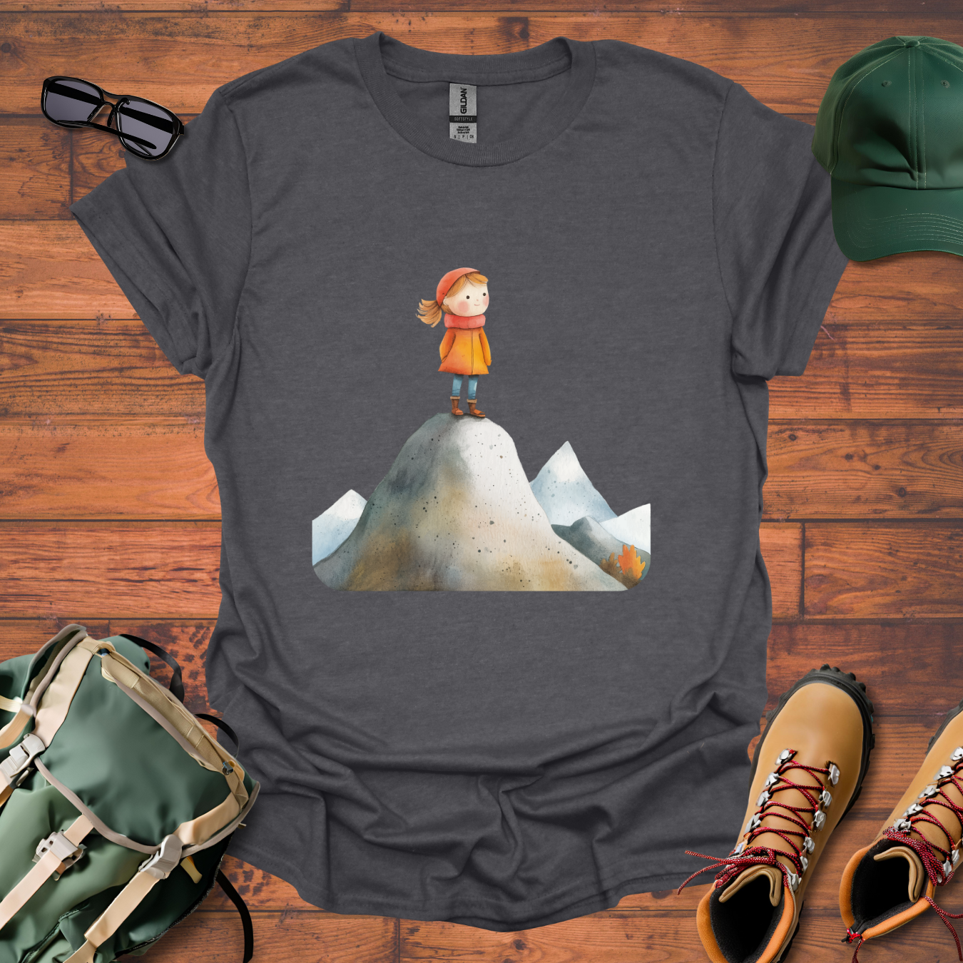 Hiker Girl Mountain 3 Tee - Unisex Softstyle T-Shirt