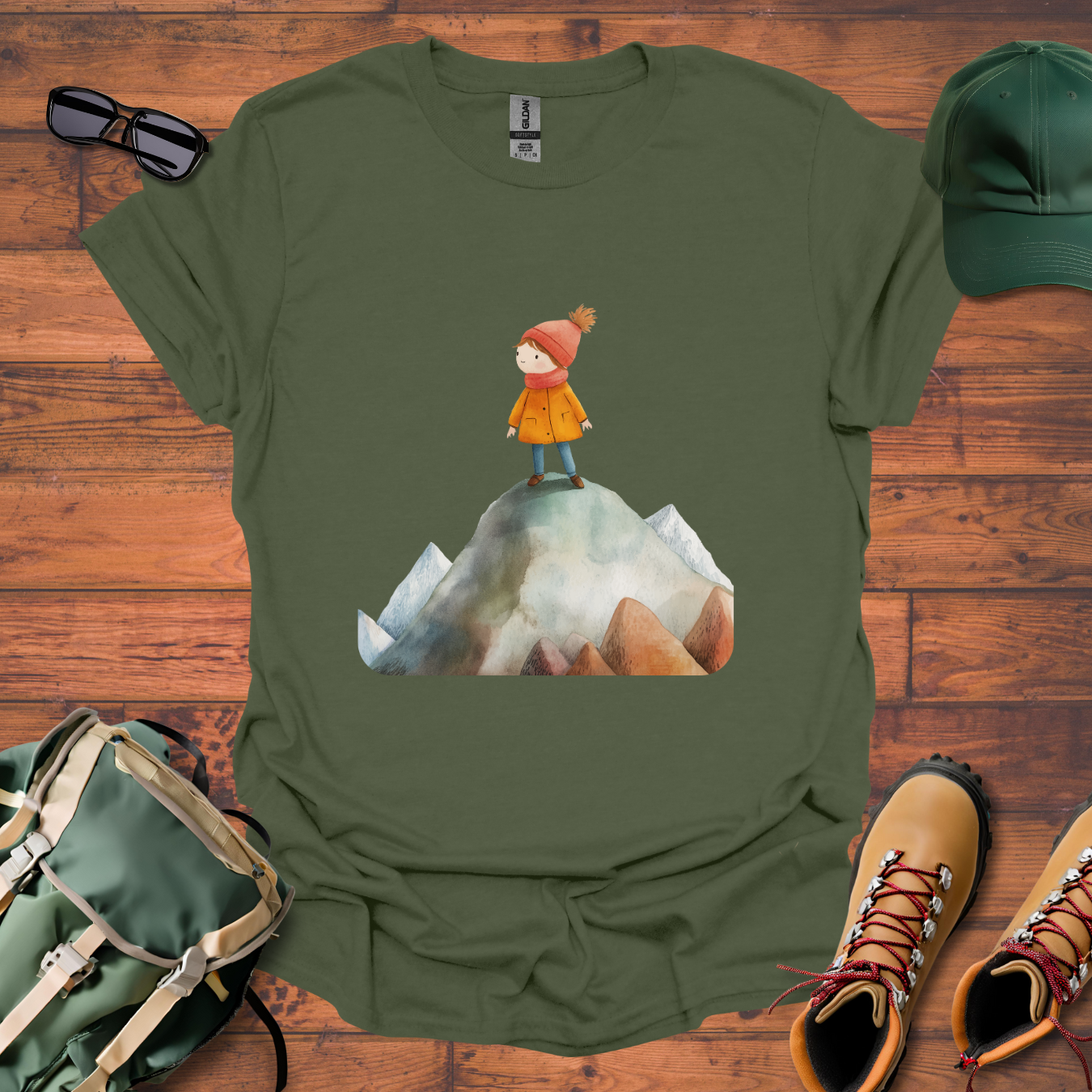 Hiker Girl Mountain 4 Tee - Unisex Softstyle T-Shirt