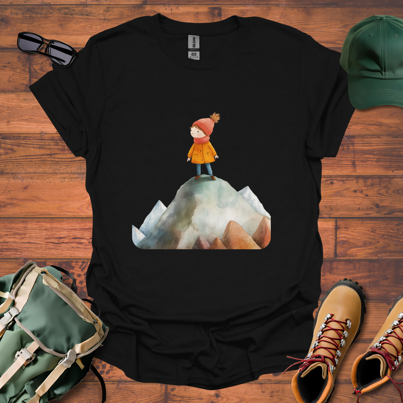 Hiker Girl Mountain 4 Tee - Unisex Softstyle T-Shirt