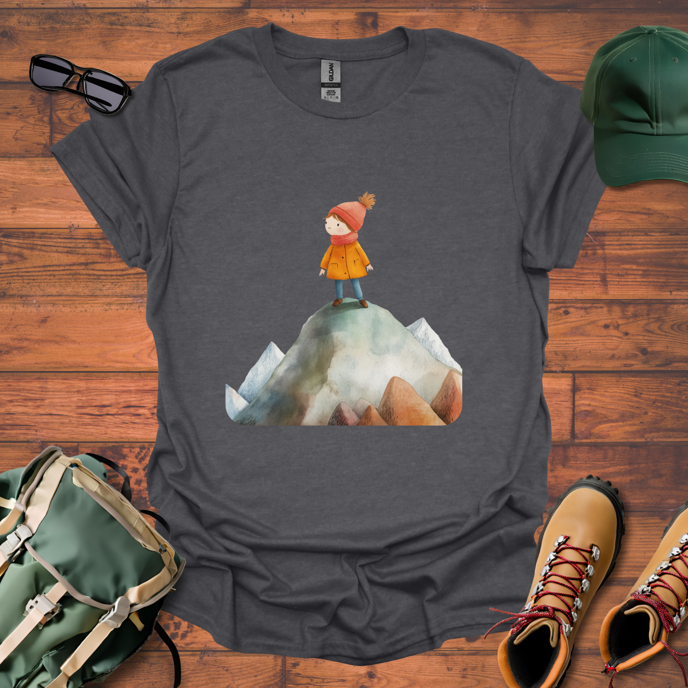 Hiker Girl Mountain 4 Tee - Unisex Softstyle T-Shirt