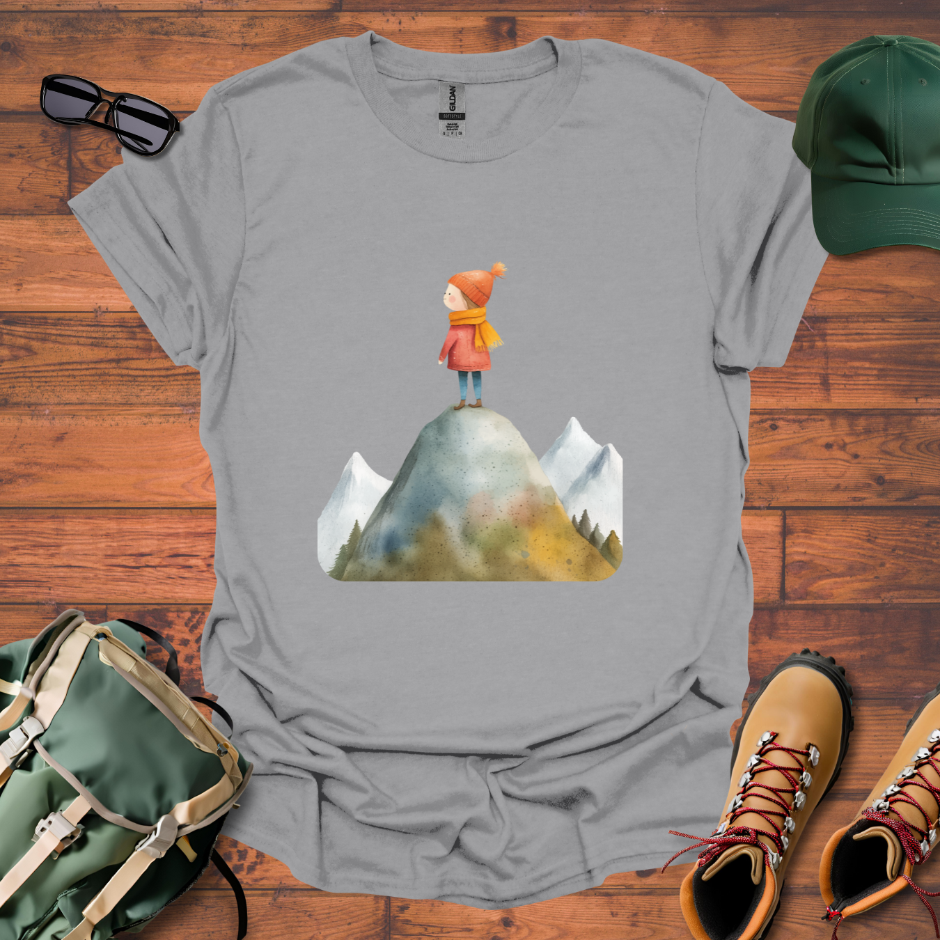 Hiker Girl Mountain 5 Tee - Unisex Softstyle T-Shirt