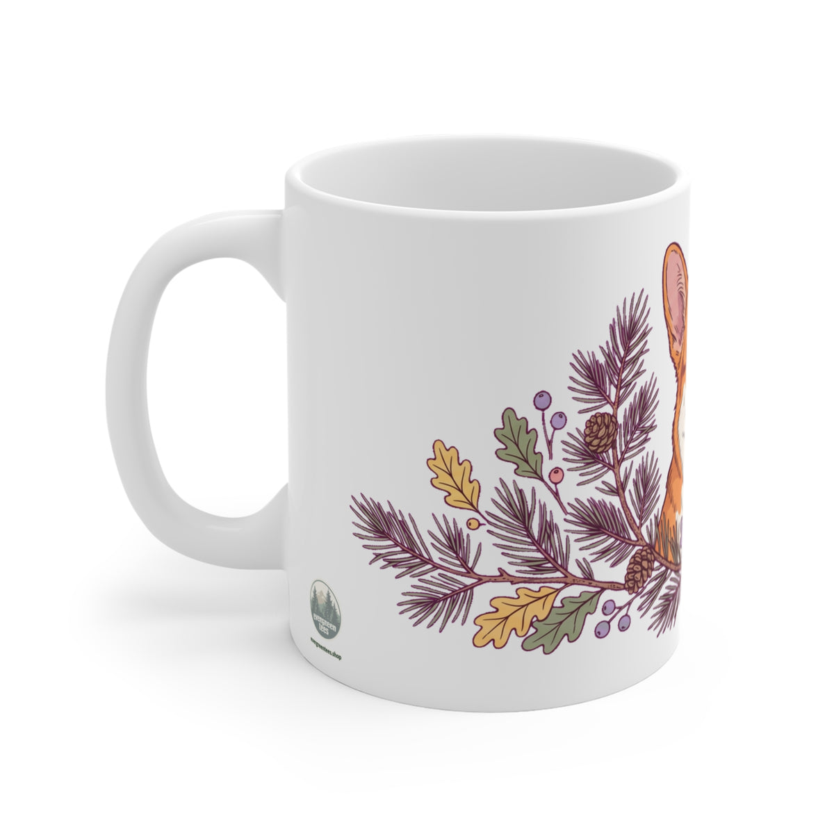 Corgi in Pine & Berry Wreath - Mug 11oz