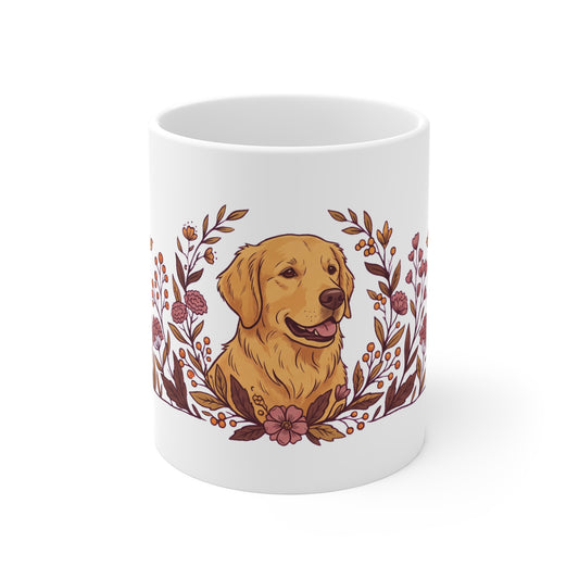 Golden Retriever in Wildflower Meadow - Mug 11oz