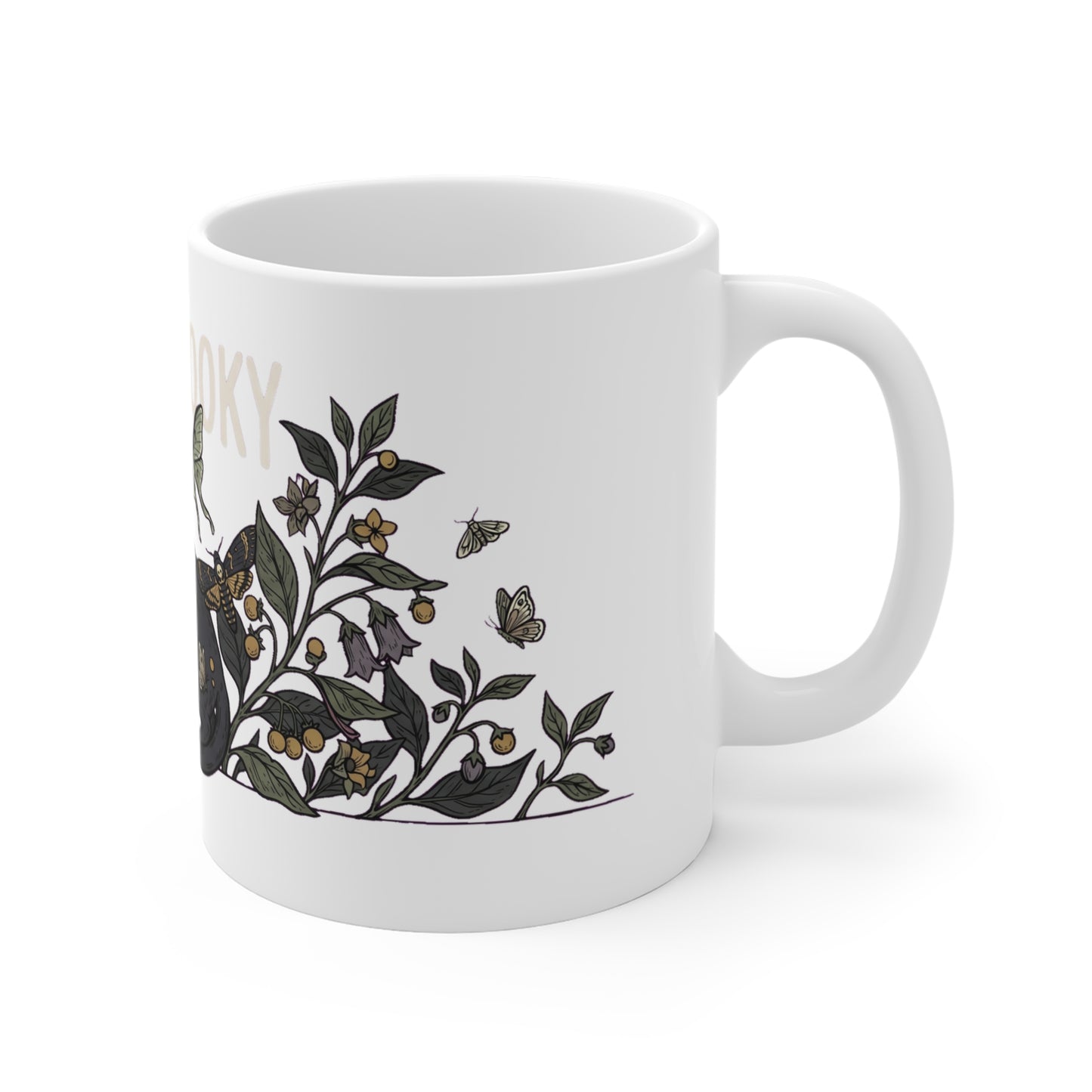 Stay Spooky Black Cat & Moth Botanical - Mug 11oz