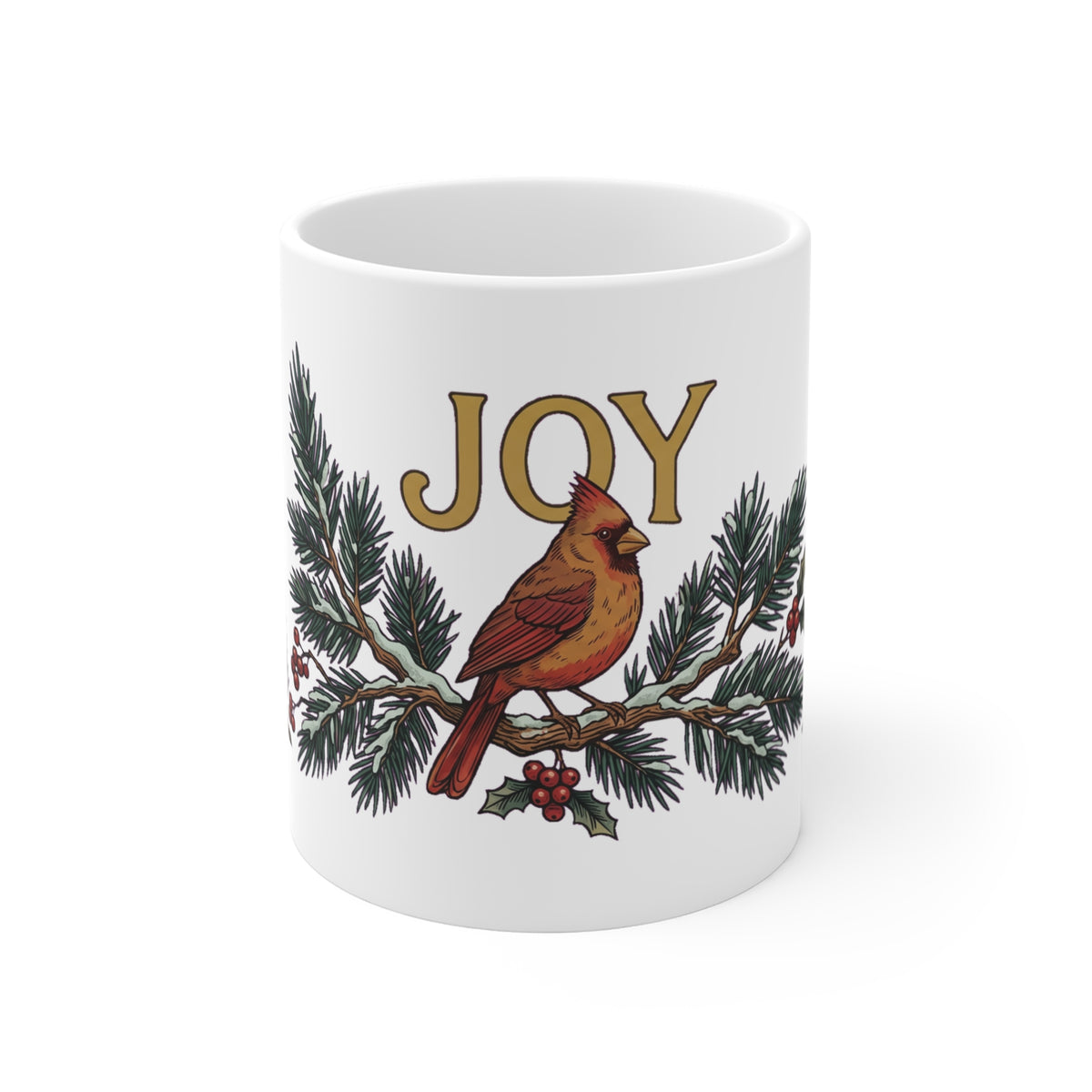 Cardinal Joy Pine Branch - Mug 11oz