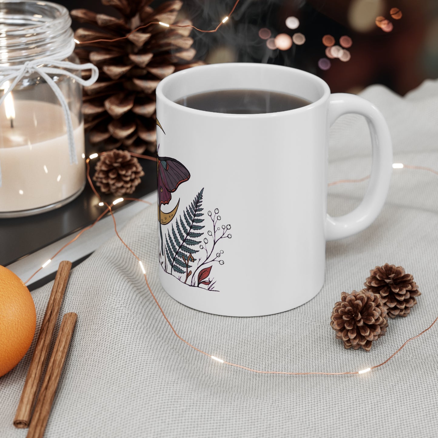 Luna Moth & Crescent Moon Ferns - Mug 11oz