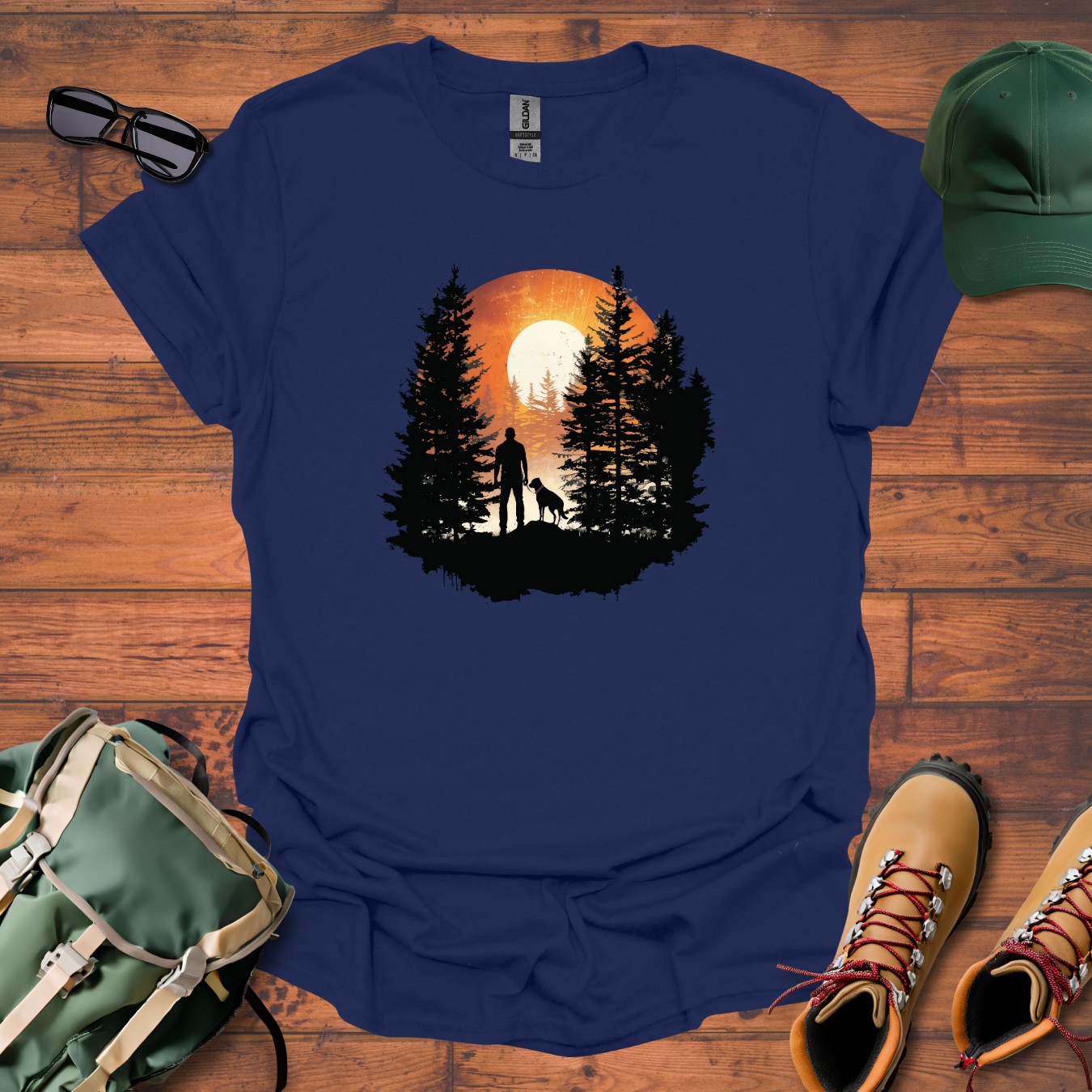 Man Dog Sun Circle Tee - Unisex Softstyle T-Shirt