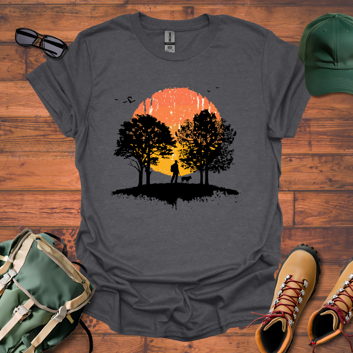 Man Dog Sun Circle 3 Tee - Unisex Softstyle T-Shirt