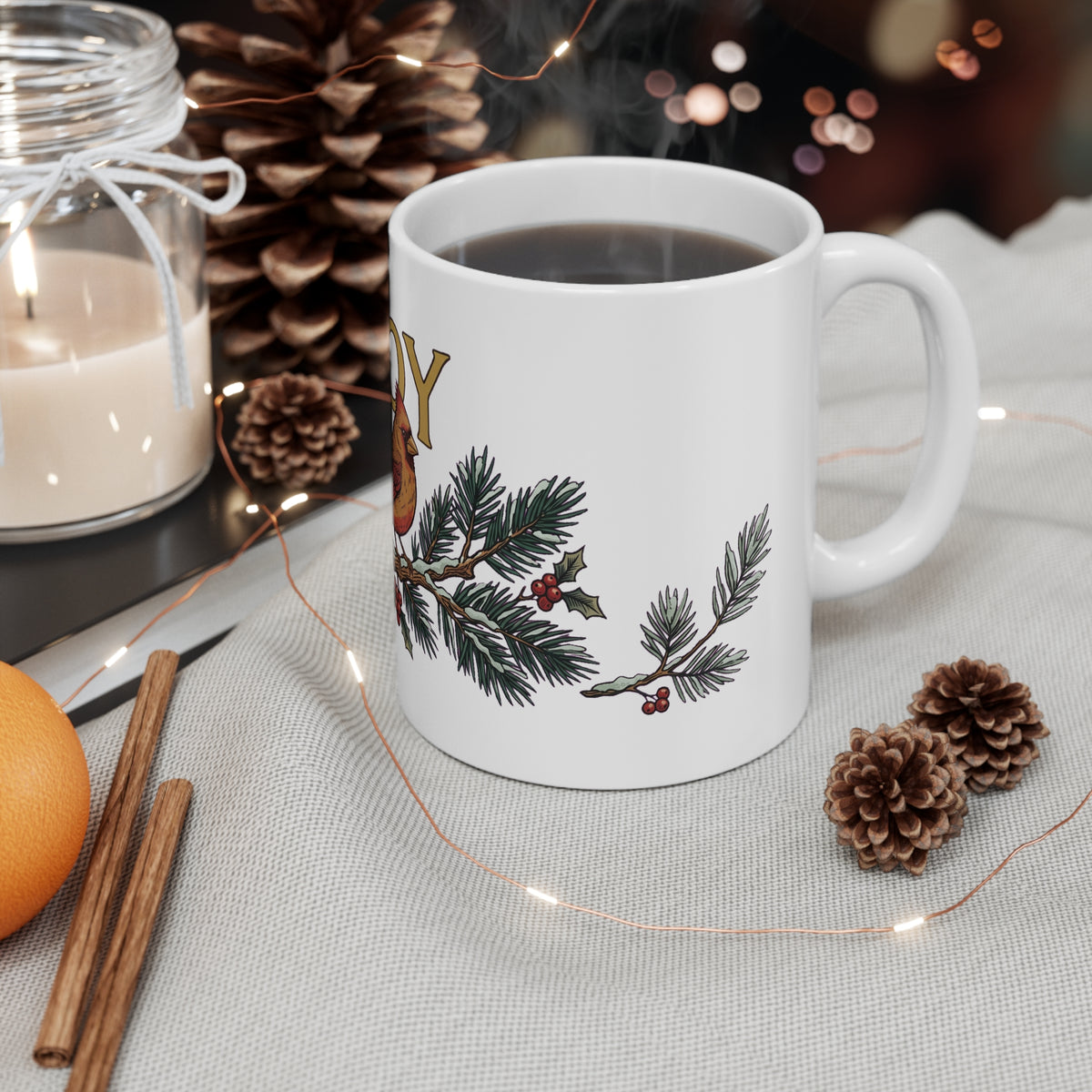 Cardinal Joy Pine Branch - Mug 11oz