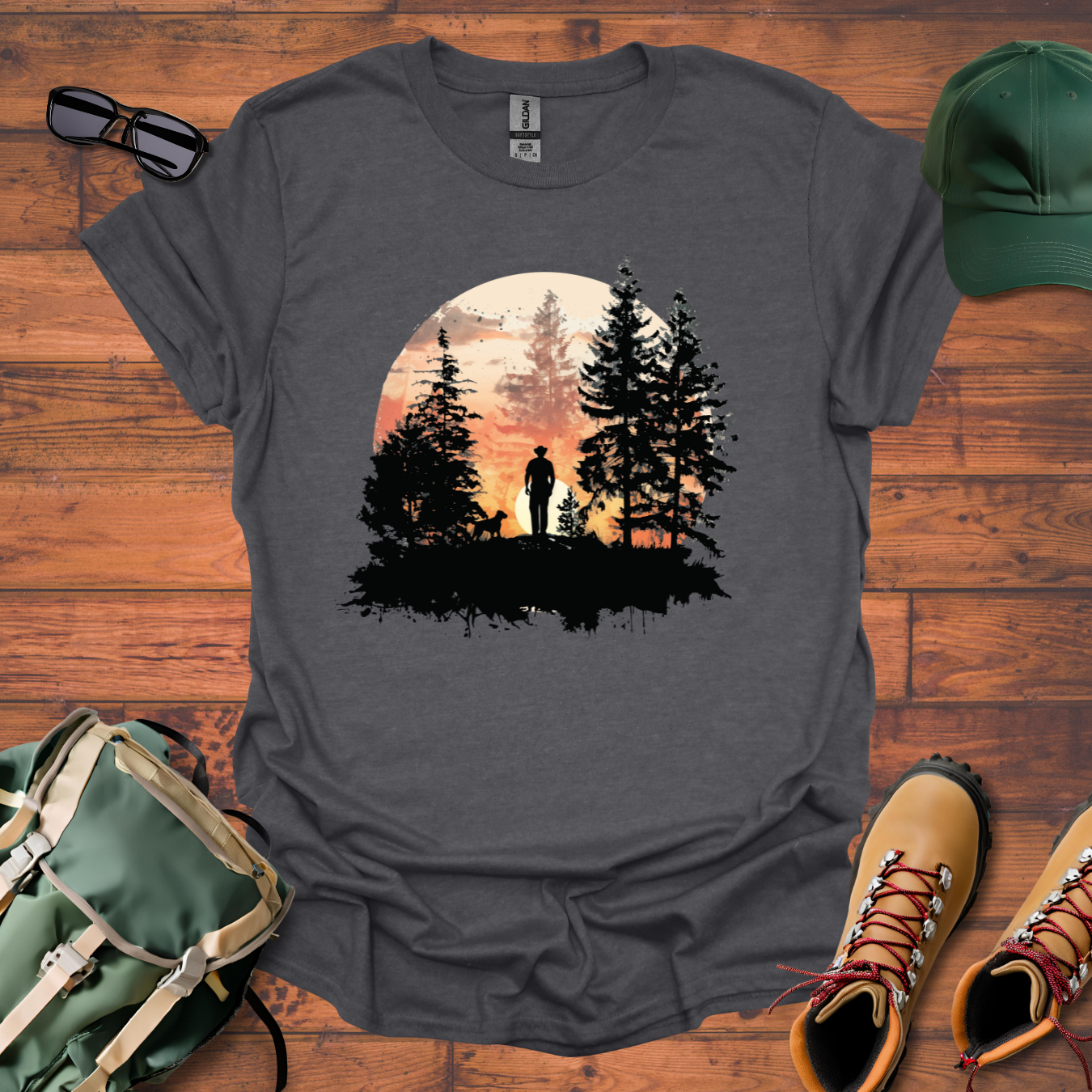 Man Dog Sun Circle 4 Tee - Unisex Softstyle T-Shirt