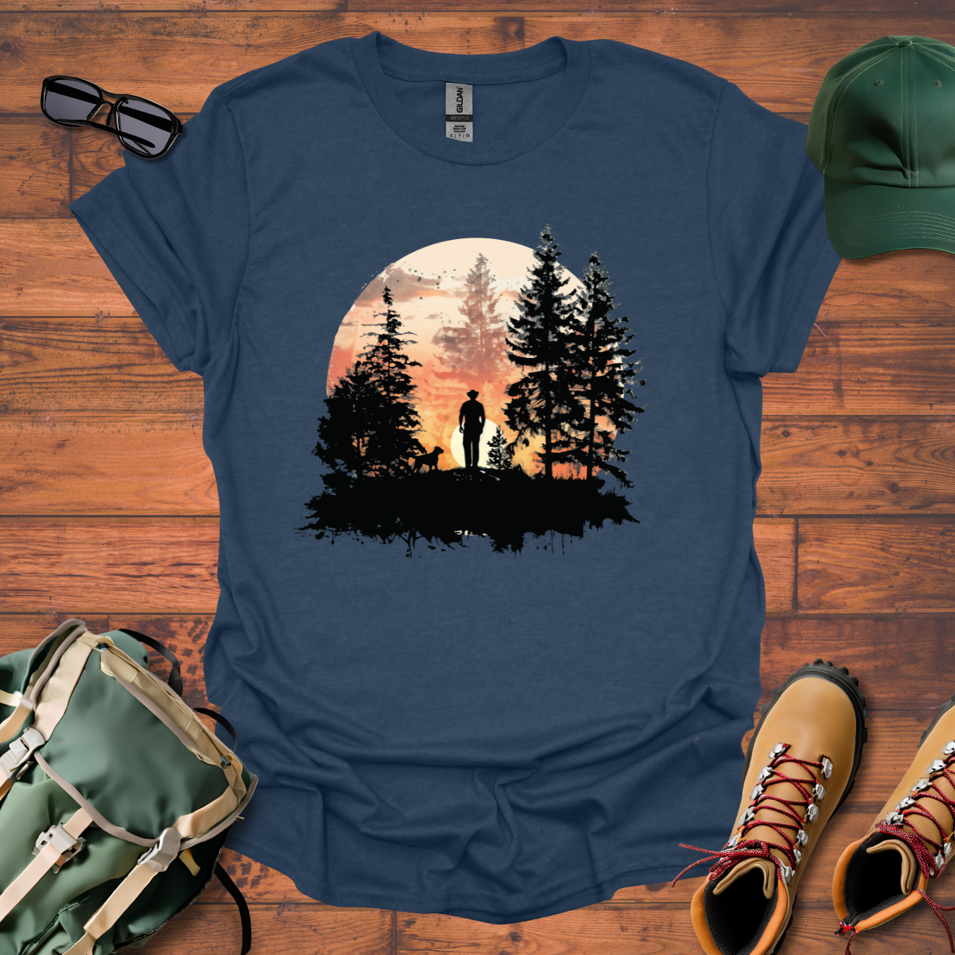 Man Dog Sun Circle 4 Tee - Unisex Softstyle T-Shirt