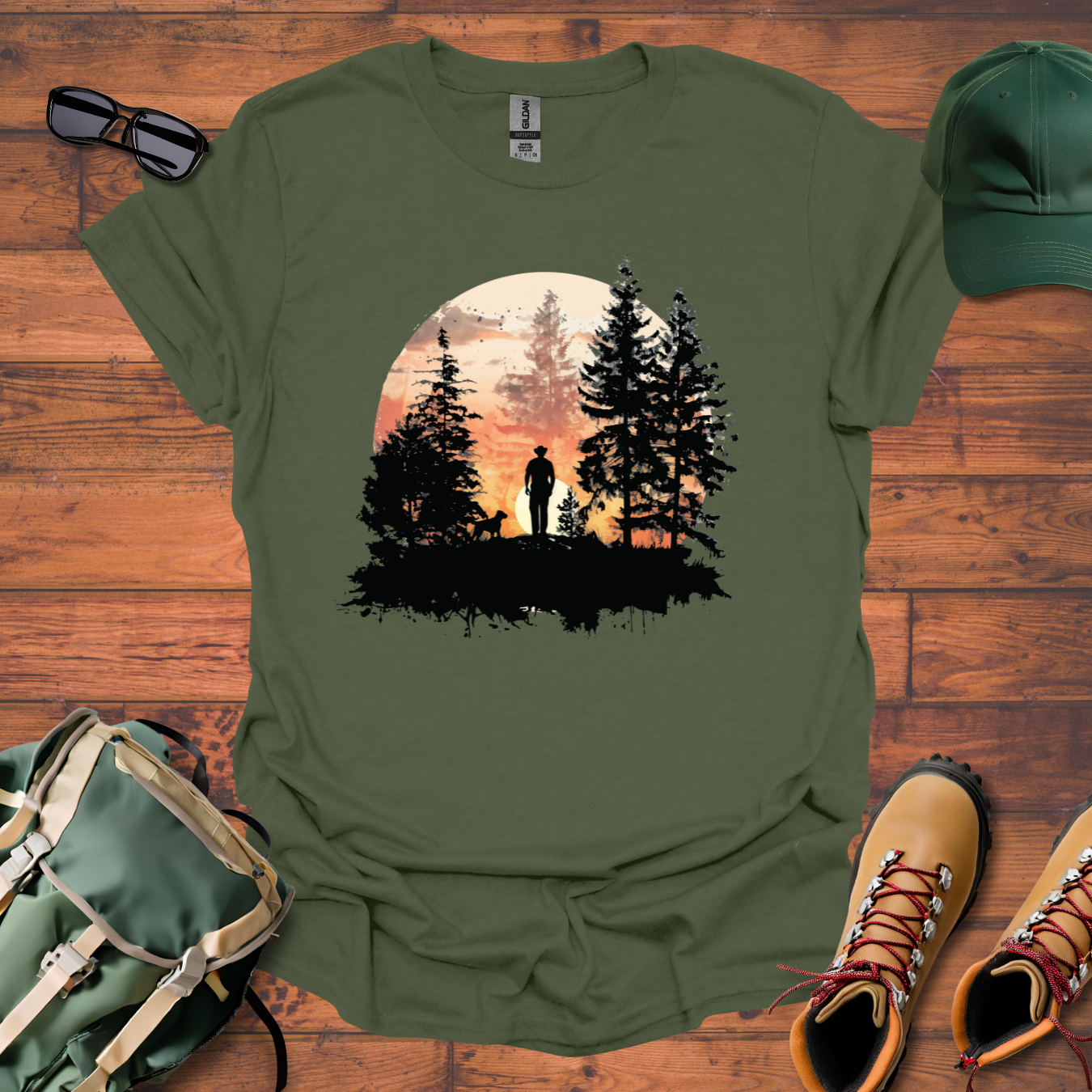 Man Dog Sun Circle 4 Tee - Unisex Softstyle T-Shirt