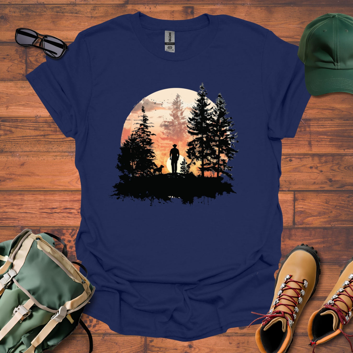 Man Dog Sun Circle 4 Tee - Unisex Softstyle T-Shirt