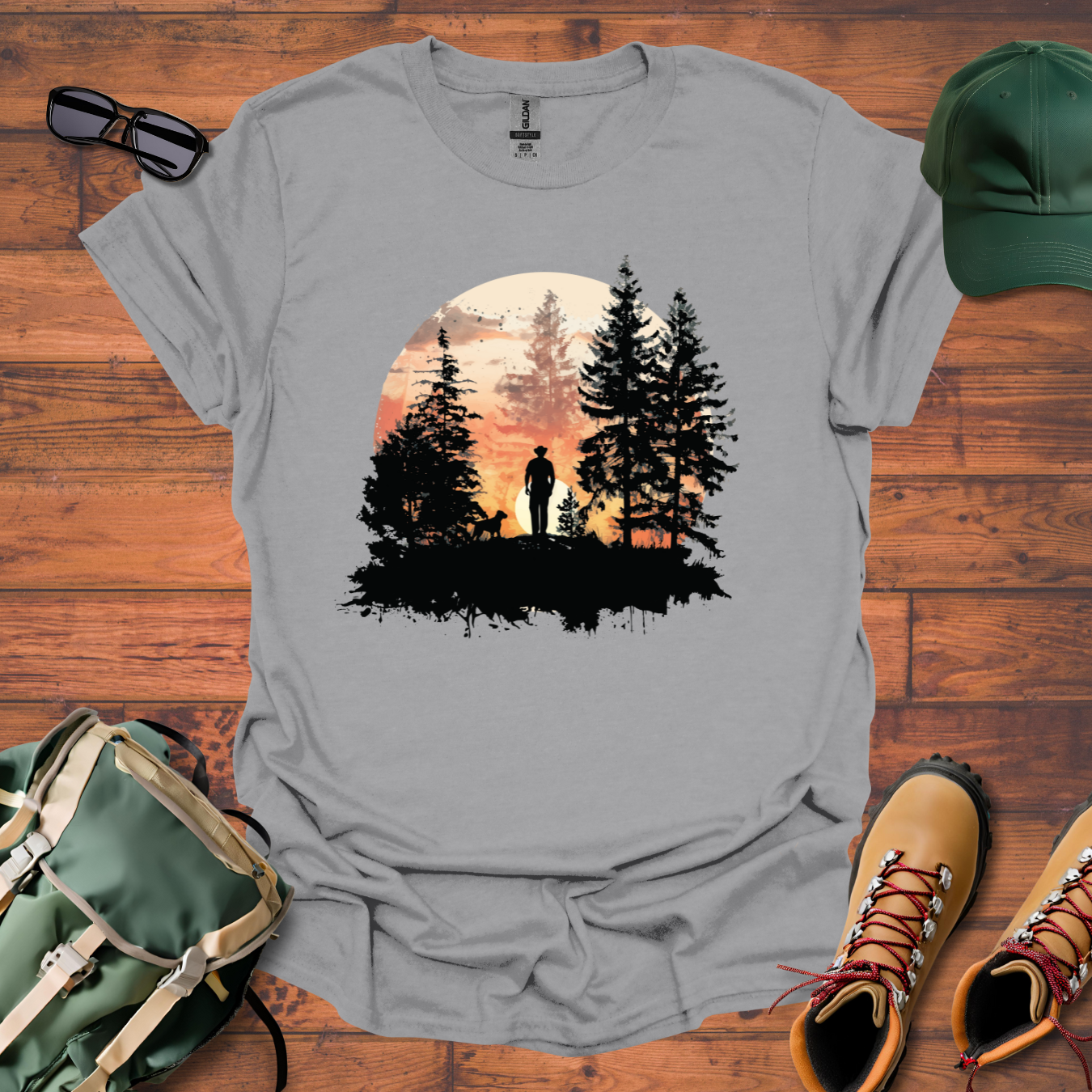 Man Dog Sun Circle 4 Tee - Unisex Softstyle T-Shirt