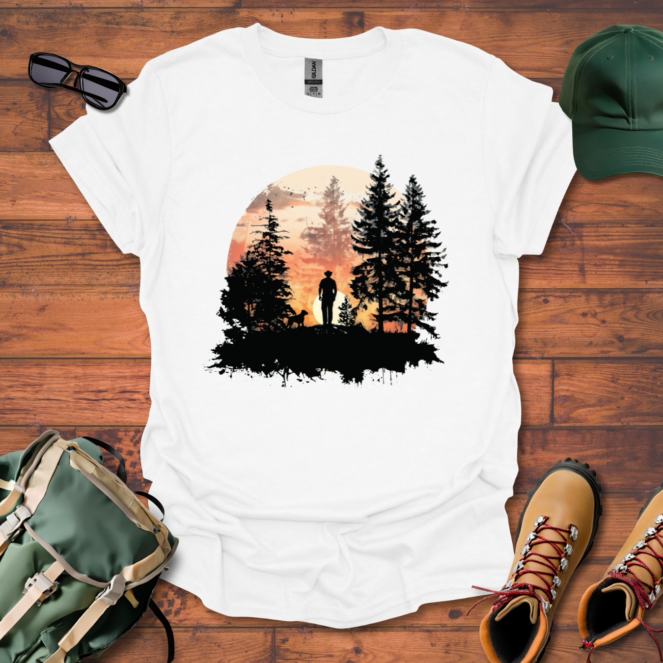 Man Dog Sun Circle 4 Tee - Unisex Softstyle T-Shirt