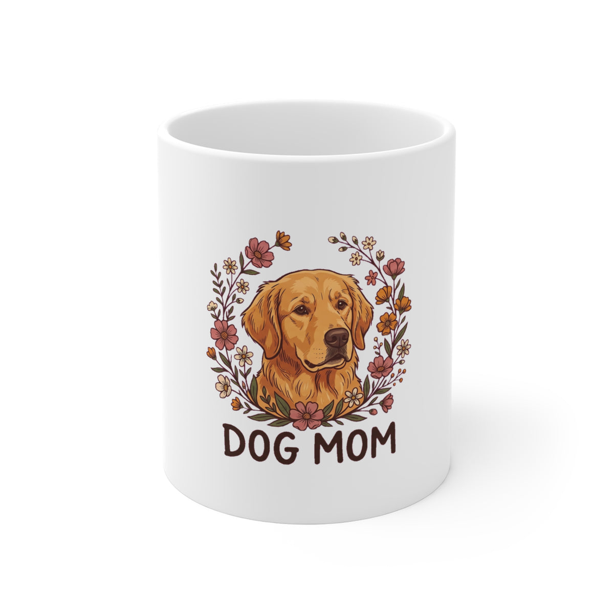 Golden Retriever Dog Mom Floral Wreath - Mug 11oz