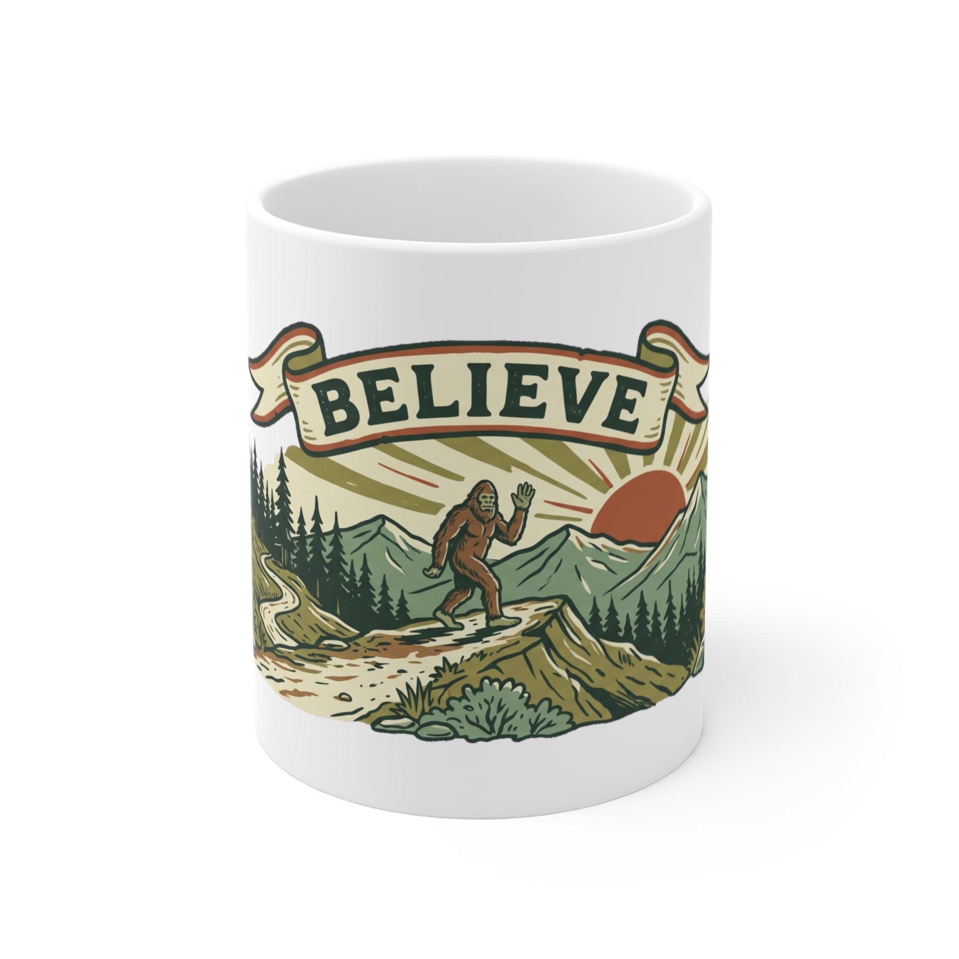 Original hand-drawn designs inspired by nature and the outdoors, from Evergreen Tees. The Believe Bigfoot Trail design, made to order by Evergreen Tees.