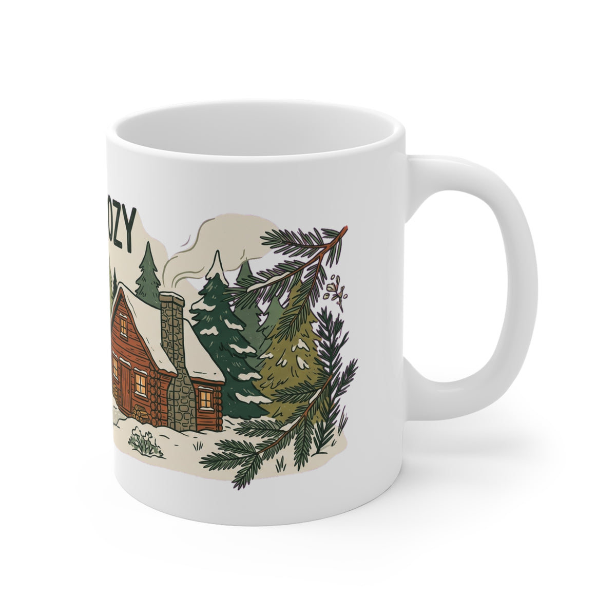 Original hand-drawn designs inspired by nature and the outdoors, from Evergreen Tees. The Cozy Cabin 01 design, made to order by Evergreen Tees.