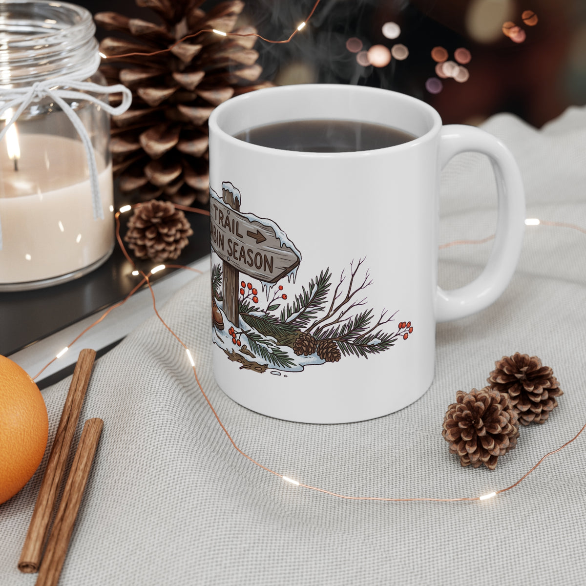 Original hand-drawn designs inspired by nature and the outdoors, from Evergreen Tees. The Trail to Cabin Season design, made to order by Evergreen Tees.