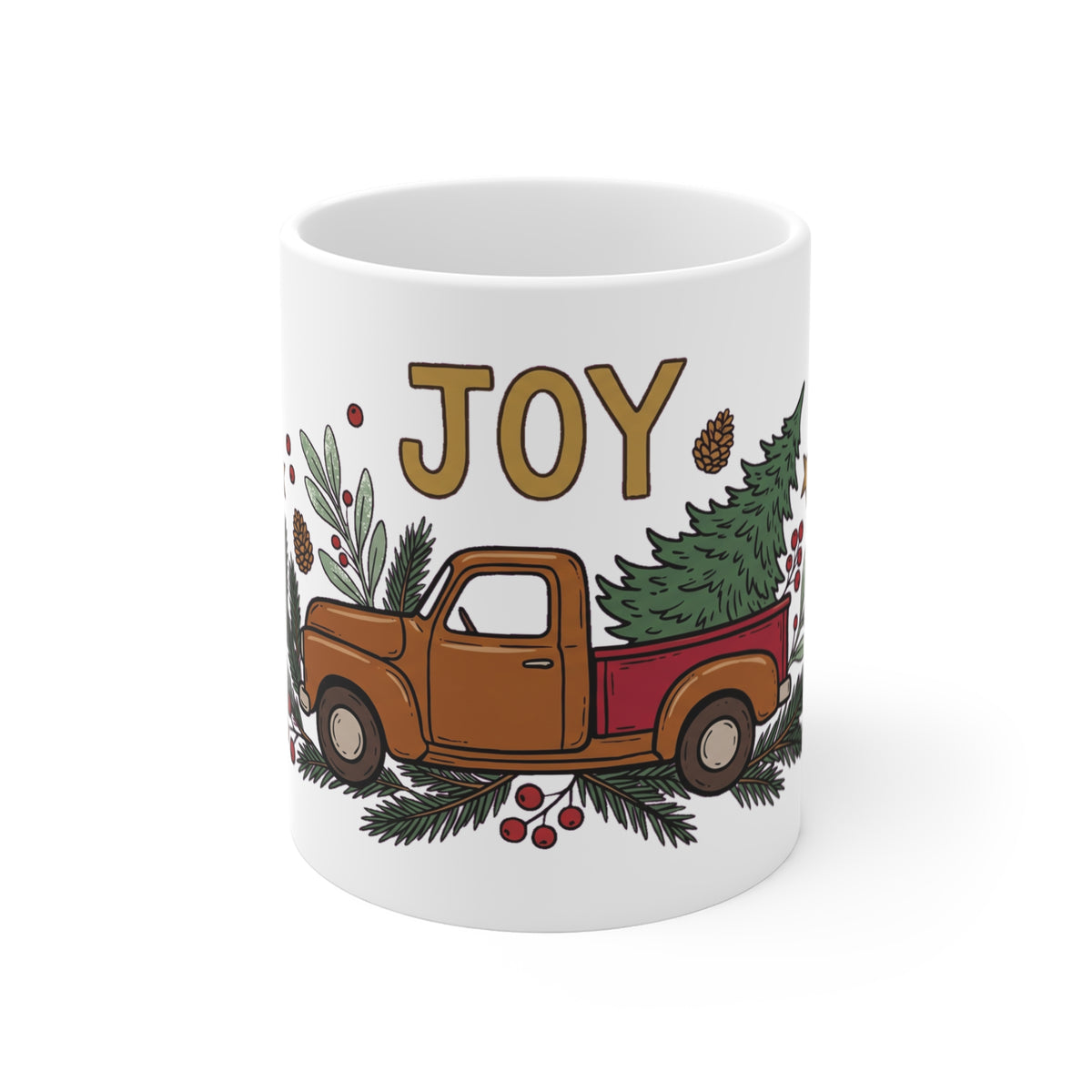 Christmas Truck Hauling Joy - Mug 11oz