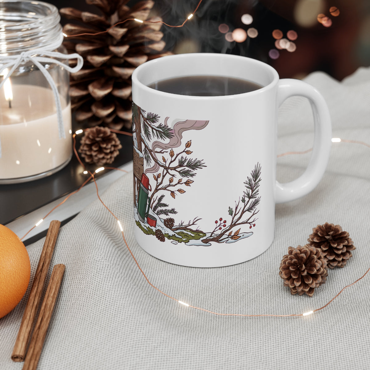 Original hand-drawn designs inspired by nature and the outdoors, from Evergreen Tees. The Cozy Cabin 04 design, made to order by Evergreen Tees.