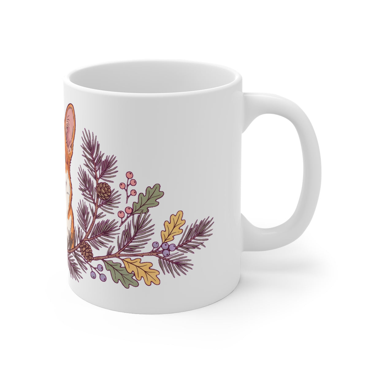 Corgi in Pine & Berry Wreath - Mug 11oz
