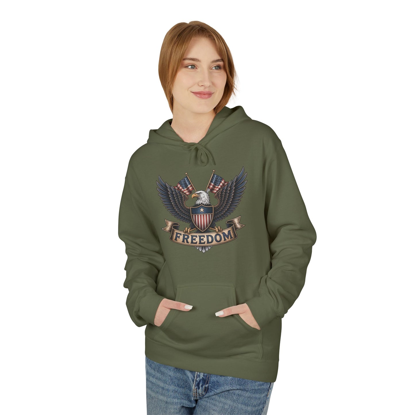 Freedom Eagle - Unisex Midweight Softstyle Fleece Hoodie