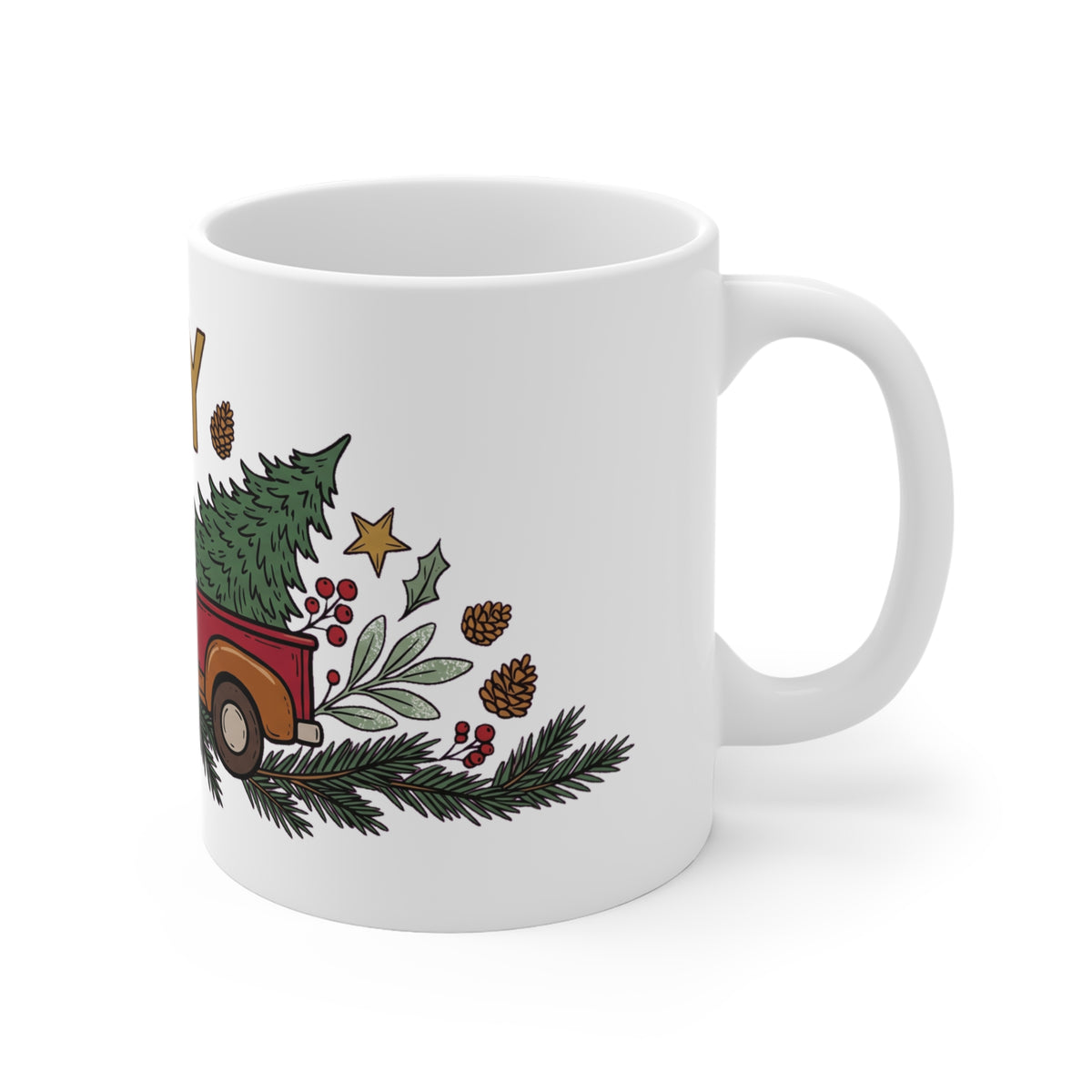 Christmas Truck Hauling Joy - Mug 11oz