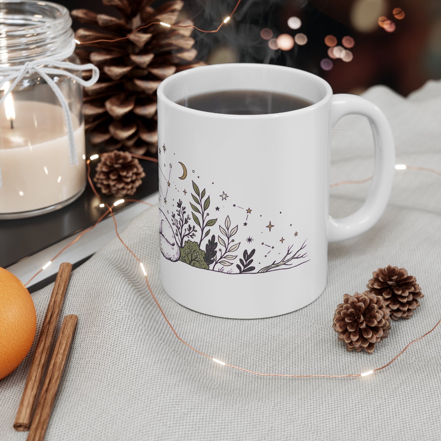 Fox Under Constellation Stars - Mug 11oz
