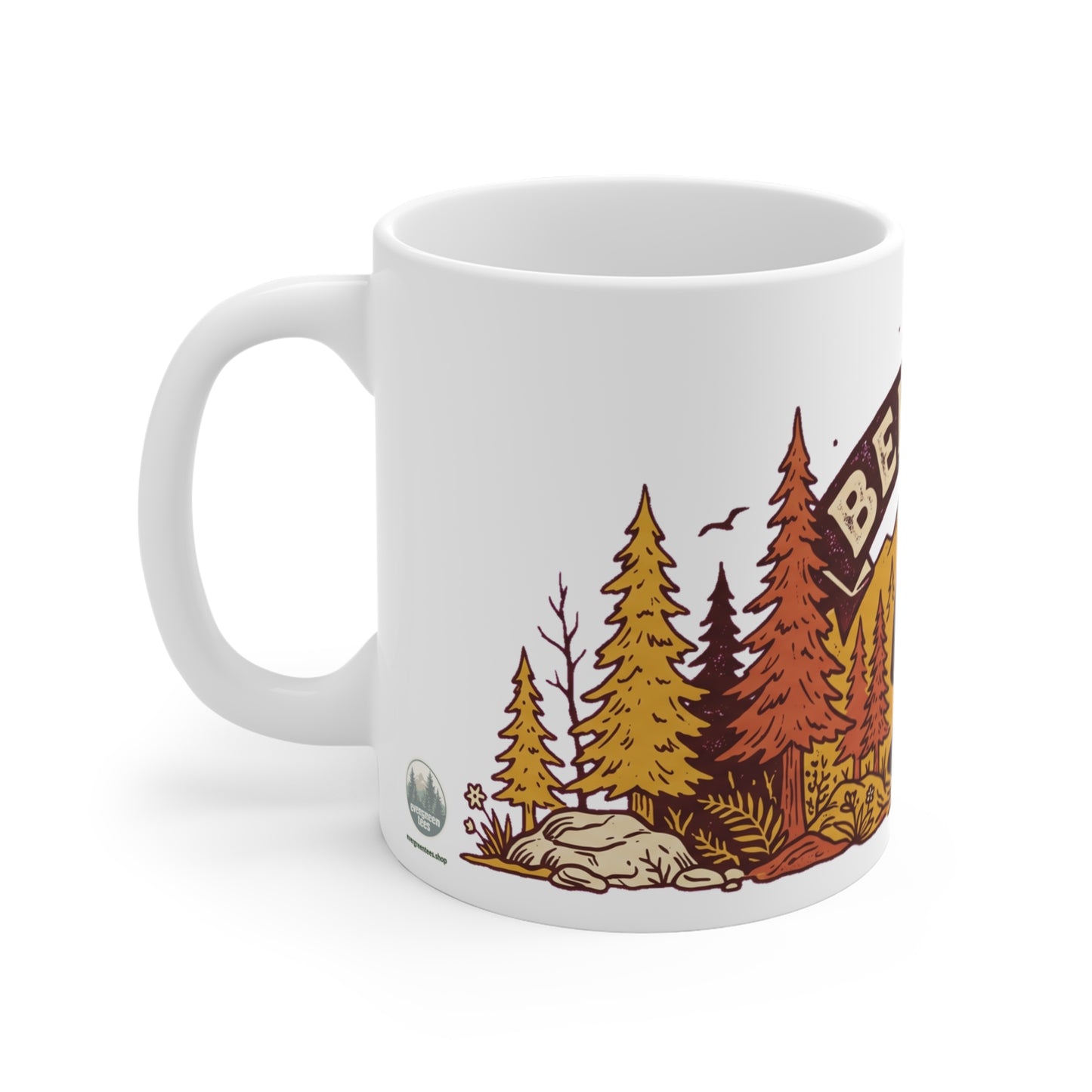 Original hand-drawn designs inspired by nature and the outdoors, from Evergreen Tees. The Bigfoot Believe Forest Badge design, made to order by Evergreen Tees.