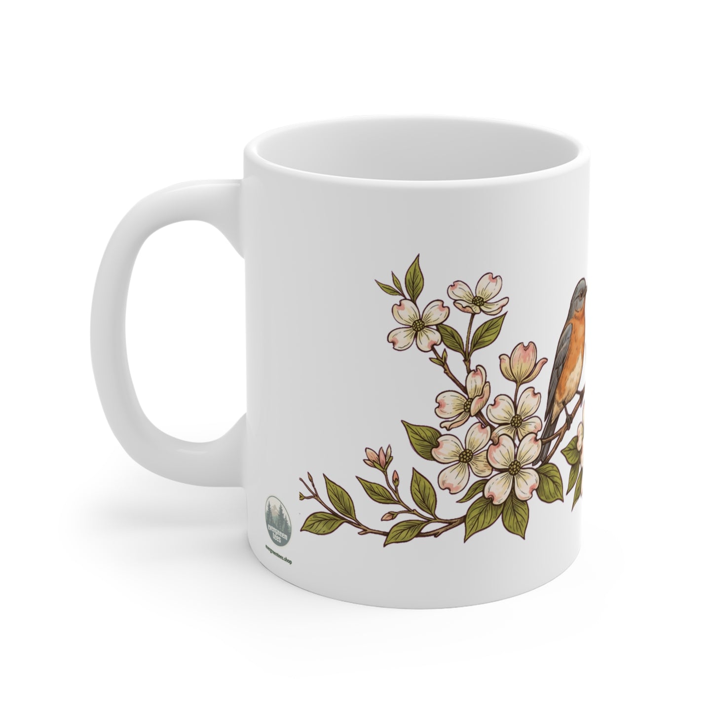 Bluebird & Wren on Dogwood - Mug 11oz