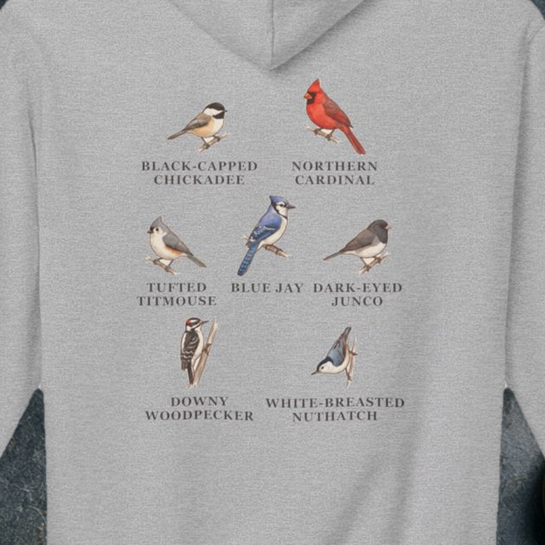 Backyard Winter Birds hoodie, Sport Grey
