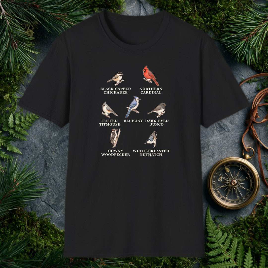 Backyard Winter Birds tee, Black