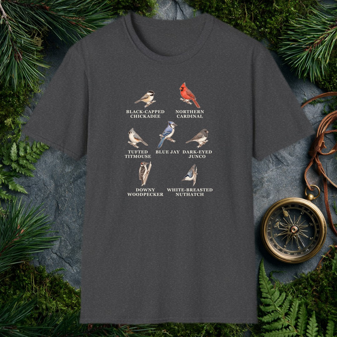 Backyard Winter Birds tee, Dark Heather