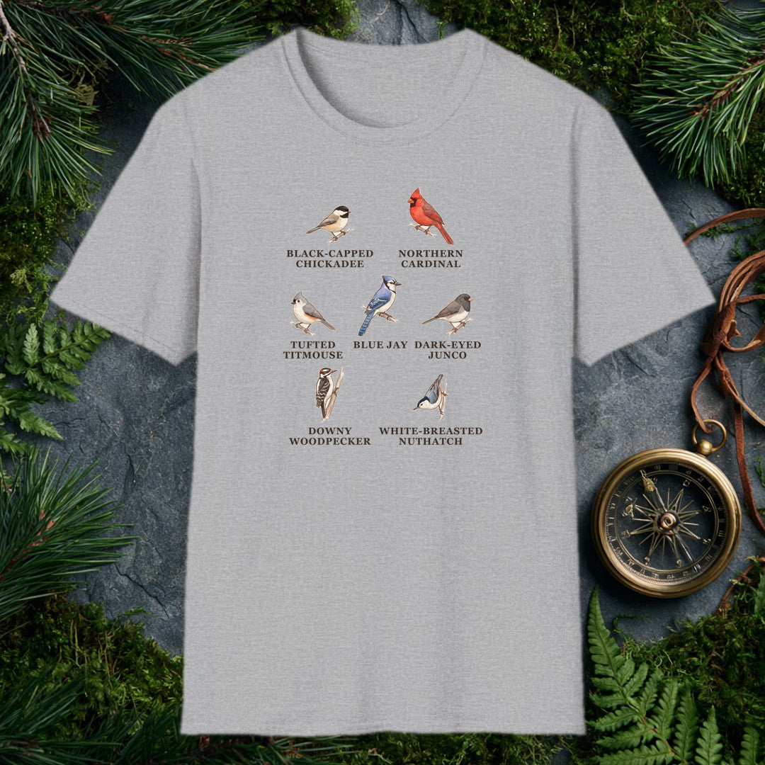 Backyard Winter Birds tee, Sport Grey