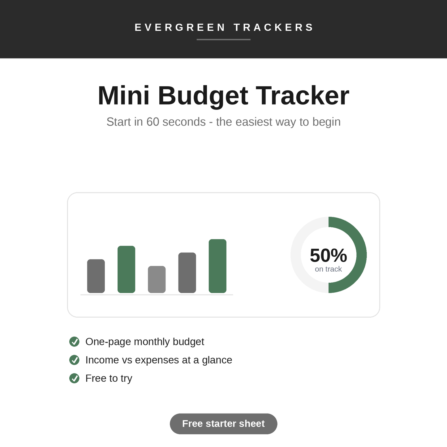 Mini Budget Tracker — Simple One-Page Monthly Budget | Google Sheets & Excel