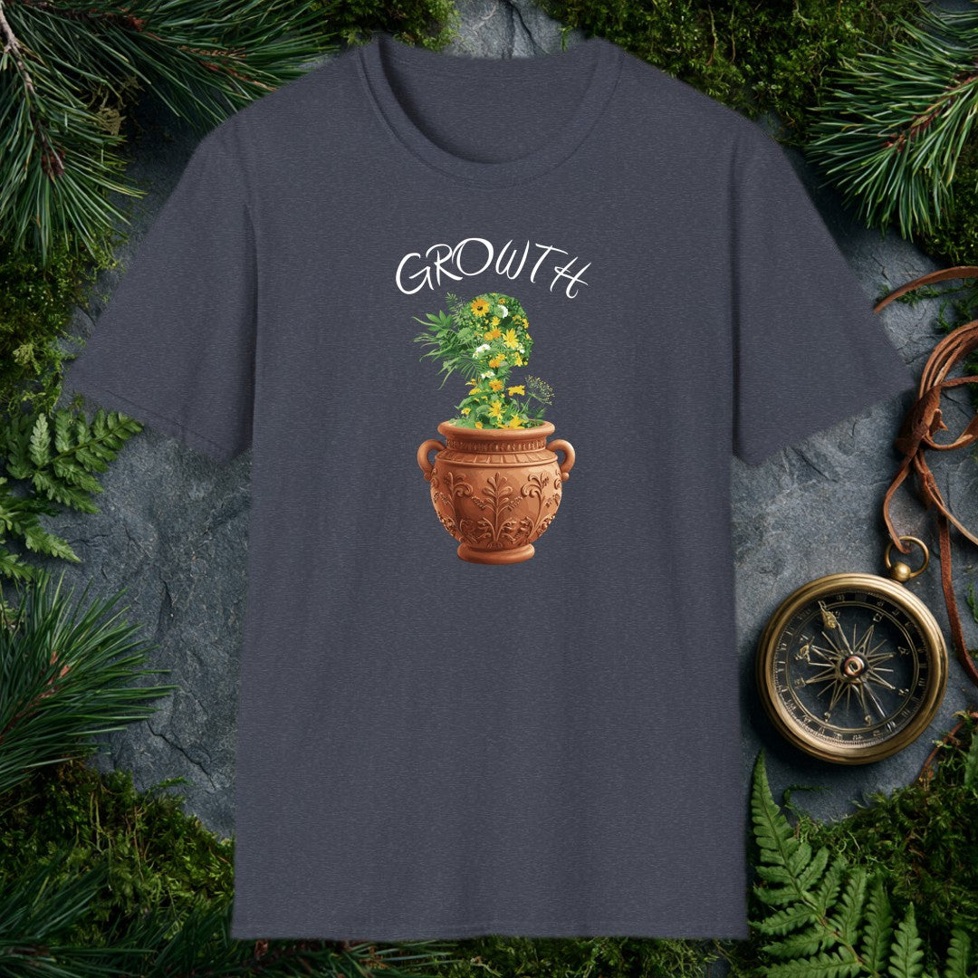 A woman's profile blooms from an ornate terracotta urn, her silhouette filled with yellow daisies, sunflowers, and cascading green foliage — a quietly stunning…
